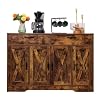 Wooden Storage Cabinet wDrawers Adjustable Shelf Freestanding Cupboard w4 Doors Large Sideboard for Living Room Home Office Kitchen Dining Room Hallway Rustic Brown 47 W