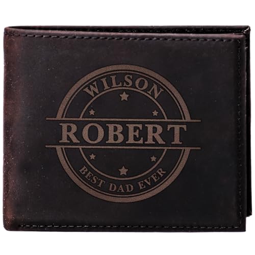 Customizable Leather Wallet for Dad Son Husband Boyfriend Grandpa, Personalized Fathers Day Christmas Valentines Day Birthday Anniversary Wedding Gifts, Custom Wallets for Men Groomsmen