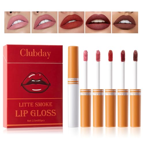 5 Colors Matte Non-Stick Cup Lip Gloss Makeup Set，Waterproof Nude Red Tint Lip Mud Girls Makep，Long Lasting Lipstick Korean Matte Lip Gloss Lips Stain Liquid Lipstick Gift Box Cosmetics Makeup -  Charm Kiss