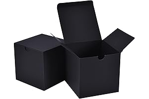 NIGNYA 4x4x4 Inch Kraft Cosmetic Boxes Packaging, 50PCS Black Gift Boxes with Lids