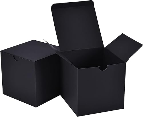 NIGNYA - Paquete de 30 cajas de regalo negras de 3 x 3 x 3 pulgadas, cajas pequeñas de cartón kraft de papel de estraza de papel, caja de regalo de