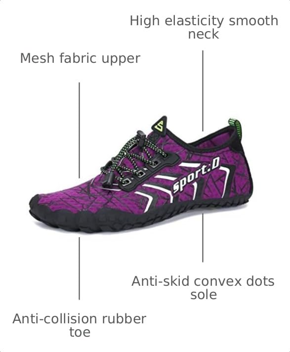 Image of UBFEN Water Shoes for Men Women Quick Dry Swim Aqua Socks | Lightweight Barefoot-style Fit, Rubber Sole, Hiking, Fishing, Kayaking, Beach, Pool, Boating, Diving And Water-to-land Wear