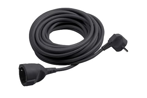 Meister 7433220 Przedłużacz z uziemieniem, kabel 25 m, czarny, kabel z tworzywa sztucznego, IP20 do wnętrz, złącze z ochroną przed dotykiem, przedłużacz Schuko