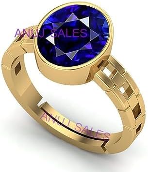 Unheated Untreatet 2.25 Ratti /1.00 Carat Aaa+ Quality Natural Blue Sapphire Neelam Gold Plated Adjustable Gemstone Ring For Women'S And Men'S (Lab - Certified)-B0BWYJ3V-01