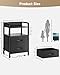 Lazzanto Night Stand Bedside Charger Bedroom - Nightstand with Charging Station & LED Light Strip, Night Stand with Storage Shelf & 2 Fabric Drawers, Morden End Table with U-S-B Ports & AC Outlets