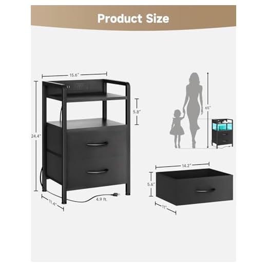 Lazzanto Modern Night Stand with Charging Station