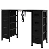 DrawXynth Nail Desk, Manicure Table, Nail Beauty Salon Workstation w/Electric Dust Collector, 8 Fabric Drawers