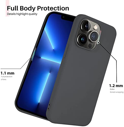 Image of Elzzi Compatible with iPhone 14 PRO Case, Liquid Silicone Case, Full Body Protective Cover, Shockproof, Slim Phone Case, Anti-Scratch Soft Microfiber Lining, 6.1 inch - (Grey)