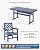 BIVODA 7-Piece Outdoor Dining Set, HDPE All-Weather Patio Table and Chairs Set for 6, Outdoor Patio Furniture Sets with Umbrella Hole for Outside, Deck, Backyard, Garden (Navy Blue)
