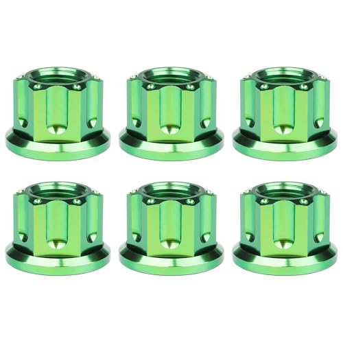 Image of Titanium M6 M8 M10 M12 M14 M16 Flange Bolt Nut Bicycle Motorcycle Rear Axle Car Modification Accessories Pack of 6 (M12 Pitch 1.25mm, Green)