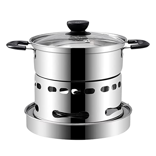 Cocina de alcohol para interiores, estufa portátil de camping de acero inoxidable, con olla, no requiere electricidad, mini cocina de alcohol para interior y camping (cocina con lirito) Cover