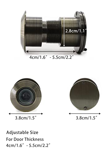 Togu Tg3828Yg-Abz Solid Brass Ul Listed Hd Glass Lens 220-Degree Door Viewer Peephole With Heavy Duty Privacy Cover For 1-3/5" To 2-1/6" Doors, Antique Bronze Finish #TOP2