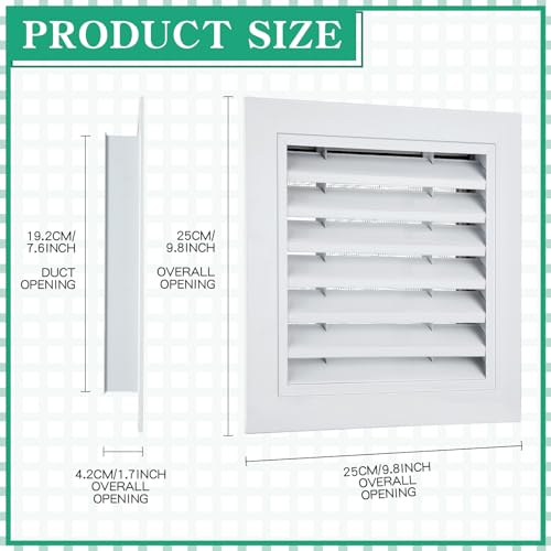 Gisafai 2 Pcs 10" x 10" Gable Vent Aluminum Alloy Wall Vents Shed Attic Vent with Screen Return Air Grill with Screws, for Ventilation Exterior Doors Wall House (White) by Gisafai - Image 2