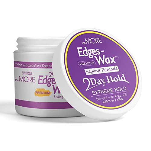 Noblesse Premium Edge Wax Styling Pomade 2 Day Extreme Hold Blended With Argan Oil 3.4Fl Oz/100Ml #TOP25