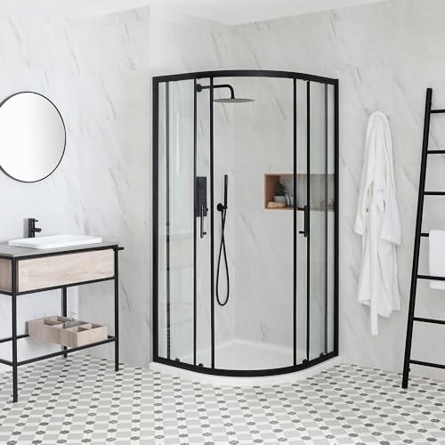 Milano Nero Black Reversible Quadrant Shower Enclosure - 700mm x 700mm