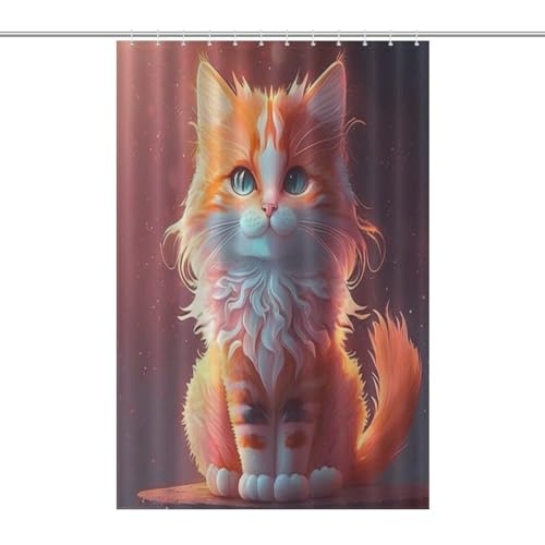 Rideau de douche chat mignon en polyester lavable pour baignoire 122x183cm - 7