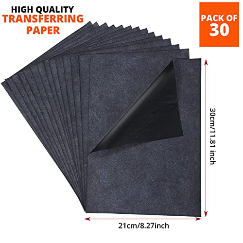 Paperzoid 30-Pack Carbon Paper For Tracing Patterns And Sketches, (8.5X11 Inches) A4 Size #TOP2