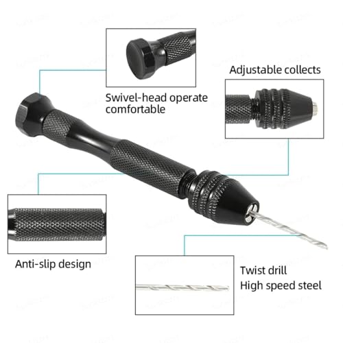 Image of Sunkizzrs 20-Pcs HSS Mini Twist Drill Bits Set with Hand Pin Vise | Micro HSS Push Drill (0.3-1.6mm) - Precision Hand Tool for Resin Arts Crafts /Model Making /Wood /DIY