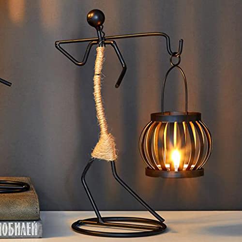 Image of LIFEHAXTORE Iron Candle Holder | Handmade Figurines | Home Decor Accessories - (Pack of 1, Black)