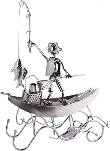 Brubaker Wine Bottle Holder Fisherman On A Boat - Metal - Statue, Sculptures And Figurines - Decor Wine Racks And Stands - Gifts & Decoration #TOP6