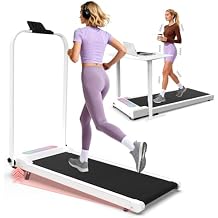 Compact Treadmill for Home with Incline, Foldable Walking Pad Treadmills with Handle Bar, LED Display & Remote Control, Portable Under Desk Running Pad for Small Spaces Office
