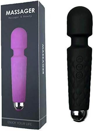 MIYUTU Waterproof Handheld Manual Massage Stick, Powerful Wand Massager with 20 Magic Massage Modes, Cordless for Neck Shoulder Back Body Massage, Sports Recovery Muscle Aches Tool -Black…