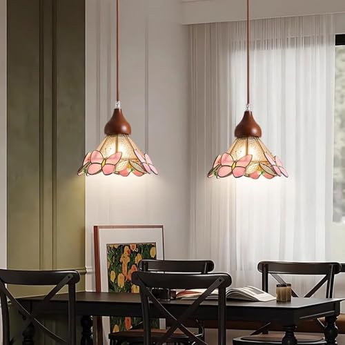Pendant Light,Butterfly Stained Glass Ceiling Hanging Lamp Suspended Lighting Fixture 7.87″ Hammered Lights for Bedroom Living Room Restaurant [3]