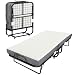 HOMCOM Lit Pliant 1 Personne 200 x 80 cm avec Matelas, lit d'appoint Pliable et Portable sur roulettes, Mousse à mémoire de Forme 12,7 cm, Facile à Plier, à Rouler et à Ranger, Cadre en Acier, Blanc
