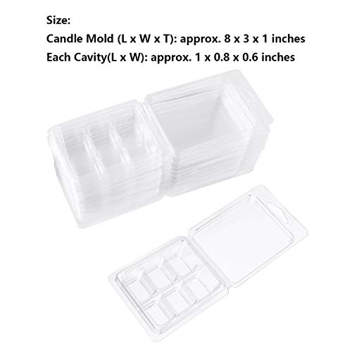 Dpois 20 Packs Plastic Wax Melt Clamshells Molds Empty Square 6 Cavity Wax Melt Cube Tray For Wickless Wax Melt Candle Making Clear One Size #TOP6