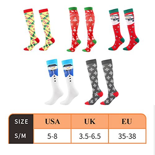 Widealiff de meias com tema de natal de compressão de tubo longo meias para adultos, Árvore de Natal