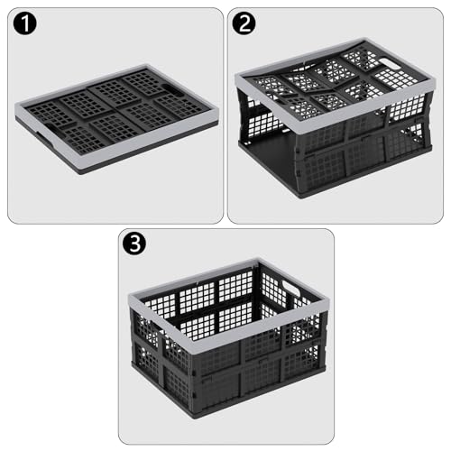 Caisse rectangulaire pliable pour gagner de la place lot de 3 noirs - 5