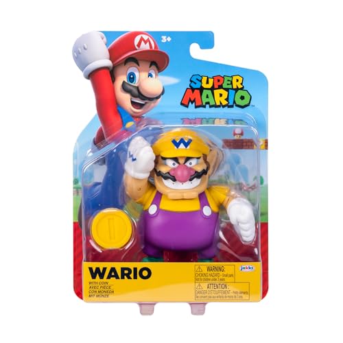 Super Mario Wario 4 Inch Action Figure with Coin by Super Mario - Used condition - US$27.59
