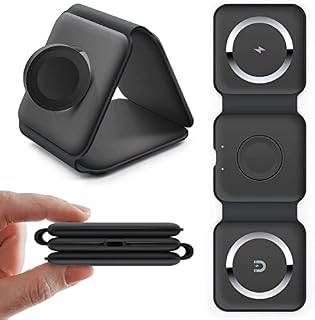 Magnetic Wireless Charger 3 In 1 Wireless Charging Station 15w Portable Mag-Safe Wireless Charger Stand Compatible with iPhone 14/13/12/11/Pro/Max/X/XS/XR /8/8 Plus, Apple Watch and Airpods (Black)