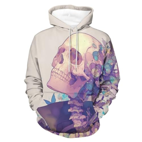 Sweat à capuche papillon squelette blanc en taille S pour homme et femme