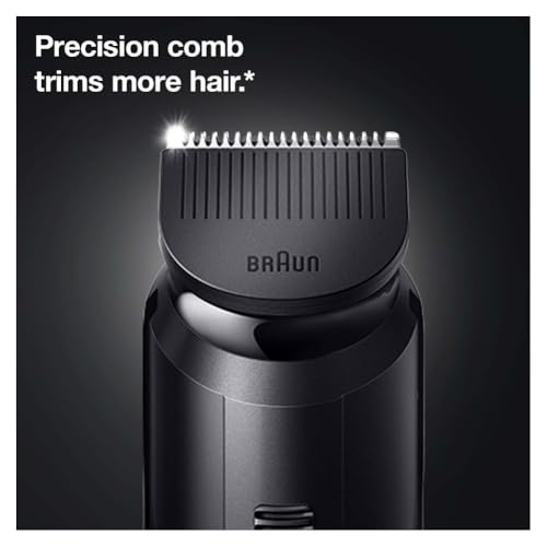 Image of Braun Beard Trimmer 3, BT3321, Beard Trimmer for Men from Gillette, Hair Clipper, Lifetime Sharp Blades, 20 Length Settings, Advanced German Engineering, 50-min Runtime, Waterproof, (Black / Vibrant Green)