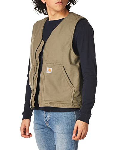 Carhartt Men's Relaxed Fit Washed Duck Sherpa-Lined Vest, Driftwood, Large #TOP1