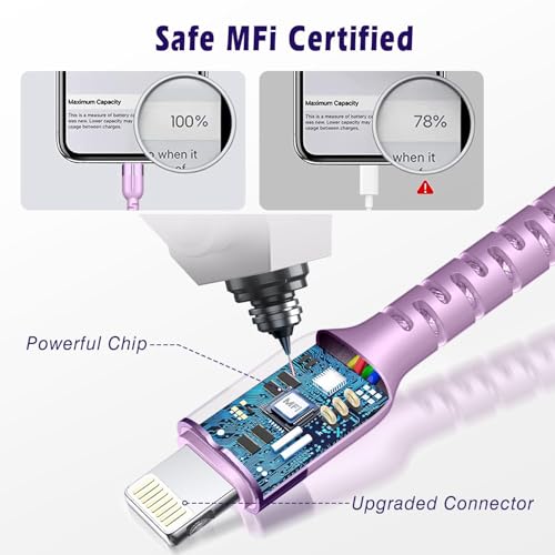Cable USB C a Lightning trenzado para carga rápida de iPhone pack de 3 de 3 pies 5