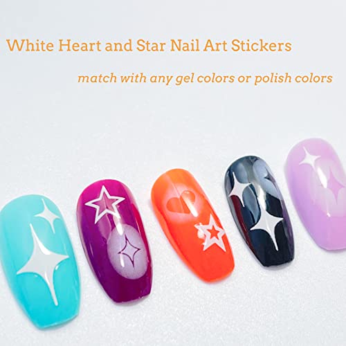 White Star Heart Nail Art Decal Stickers For Women Girls Kids Nail Designs And Nail Decorations Self Adhesive Nail Stickers For Fingernails Acrylic Nails Decor(Pack Of 6) #TOP3