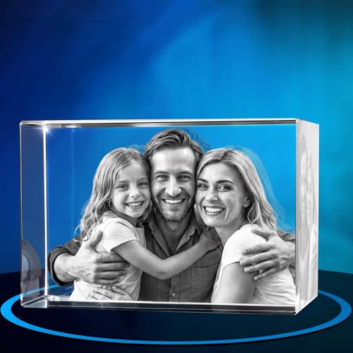 ArtPix 3D Crystal Photo, Personalized Gifts for Father, Dad, Men, Him, Husband, Grandpa, Great Customized Gift With Your Own Photo for Mom, Wife, Women, Custom Glass 3D Laser Etched Picture Frame