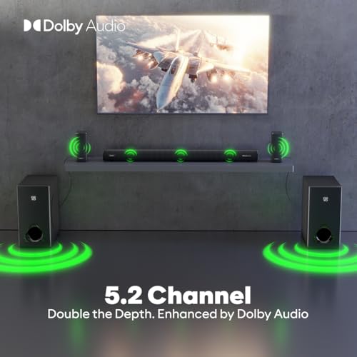 Image of GOVO GoSurround 888 | 625W,True Dolby Audio, Dual 6.5 inch Subwoofers with Dual Satellites,5.2 Surround Soundbar, HDMI ARC, Opt,AUX,USB, Bluetooth,3 Equalizer Modes,LED Display & Remote (Platinum Black)