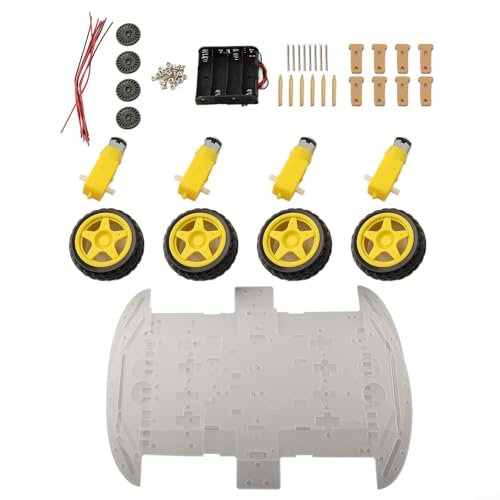 EpheyFIF Kit de chasis de coche Arduino-Robot 4WD - Marco modular de ABS/metal con motores de codificador y plataforma expandible para proyectos educativos/bricolaje STEM