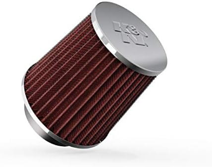 K&N RG-1003RD-L Universal Clamp-On Air Filter: Round Tapered; 2.25 in/2.5 in/2.75 in (70 mm/64 mm/57 mm) Flange ID; 4.5 in (114 mm) Height; 4.5 in (114 mm) Base; 3.5 in (89 mm) Top