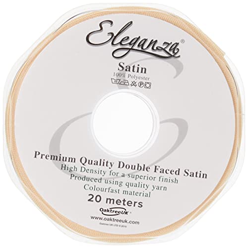ELEGANZA Double Faced Satin 25mm x 20m Cream No.62, 25 mm x 20 m