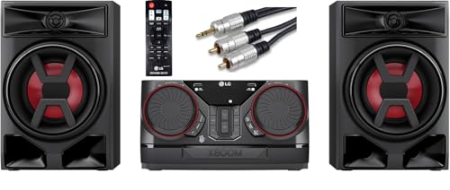 LG XBOOM CK43N 300W Bluetooth Party Hi-Fi, Double USB, AUX O/P, Multi format, Bundle includes Remote Control & Professional Phono Lead. Black