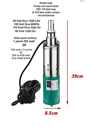 Image of FLOJOY Asian Pumps Dc 24V Screw Submersible Solar Water Pump 120-130 Feet Panel Or Battery Operated Openwel /Borewell,Farm,Agriculture,Irrigation & Garden Home Pipe Size 1Inch 250W 1000-1500Lph