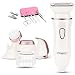Sminiker Professional Womens Electric Razor 4 in 1 Ladies Electric Shaver Cordless Rechargeable Wet/Dry Electric Razor for Women Waterproof Body Hair Bikini Trimmer + Manicure Set (White)
