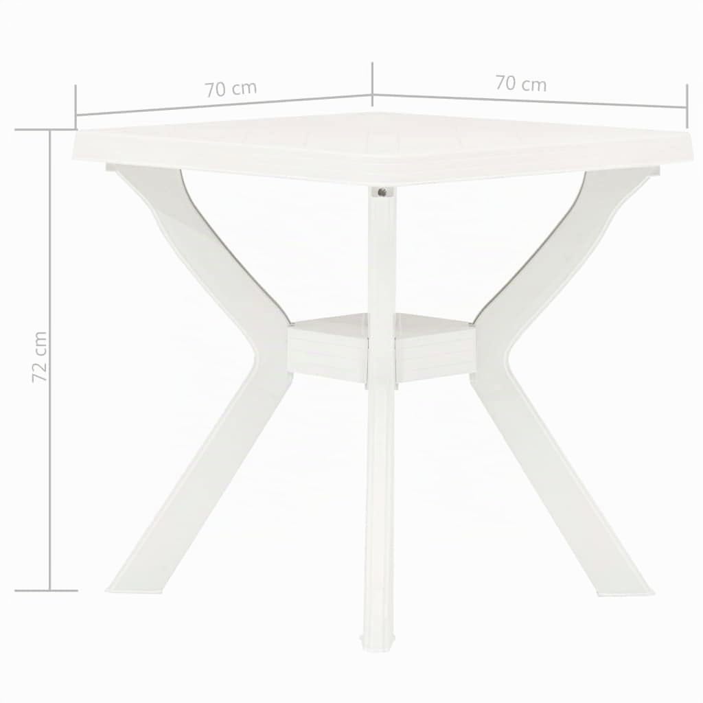 vidaXL Mesa de Bistró Centro Exterior Mueble Escritorio Aire Libre Decoración Restaurante Comedor Tablero Balcón de Plástico Blanco