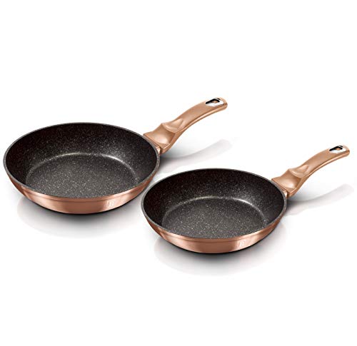 Set di 2 padelle in rame metallo, rivestimento in marmo e alluminio Turbo induzione