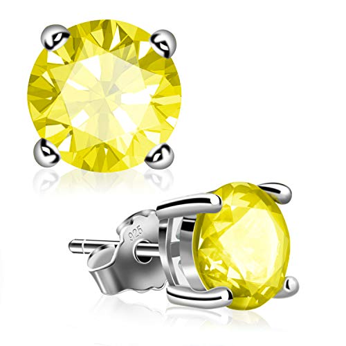 Uhibros Sterling Silver Birthstone Stud Earrings Round Cubic Zirconia Diamond August Gifts #TOP26