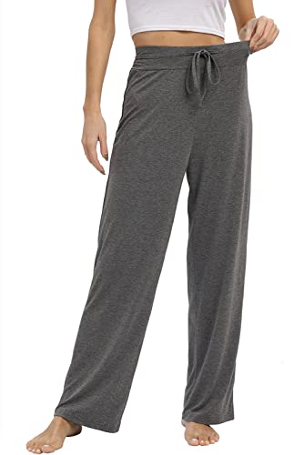 Etosell Women's Yoga Pants Wide Leg Pants Comfy Pajama Pants Drawstring Pj Bottoms Athletic Bottom Workout Lounge Pants Grey #TOP2